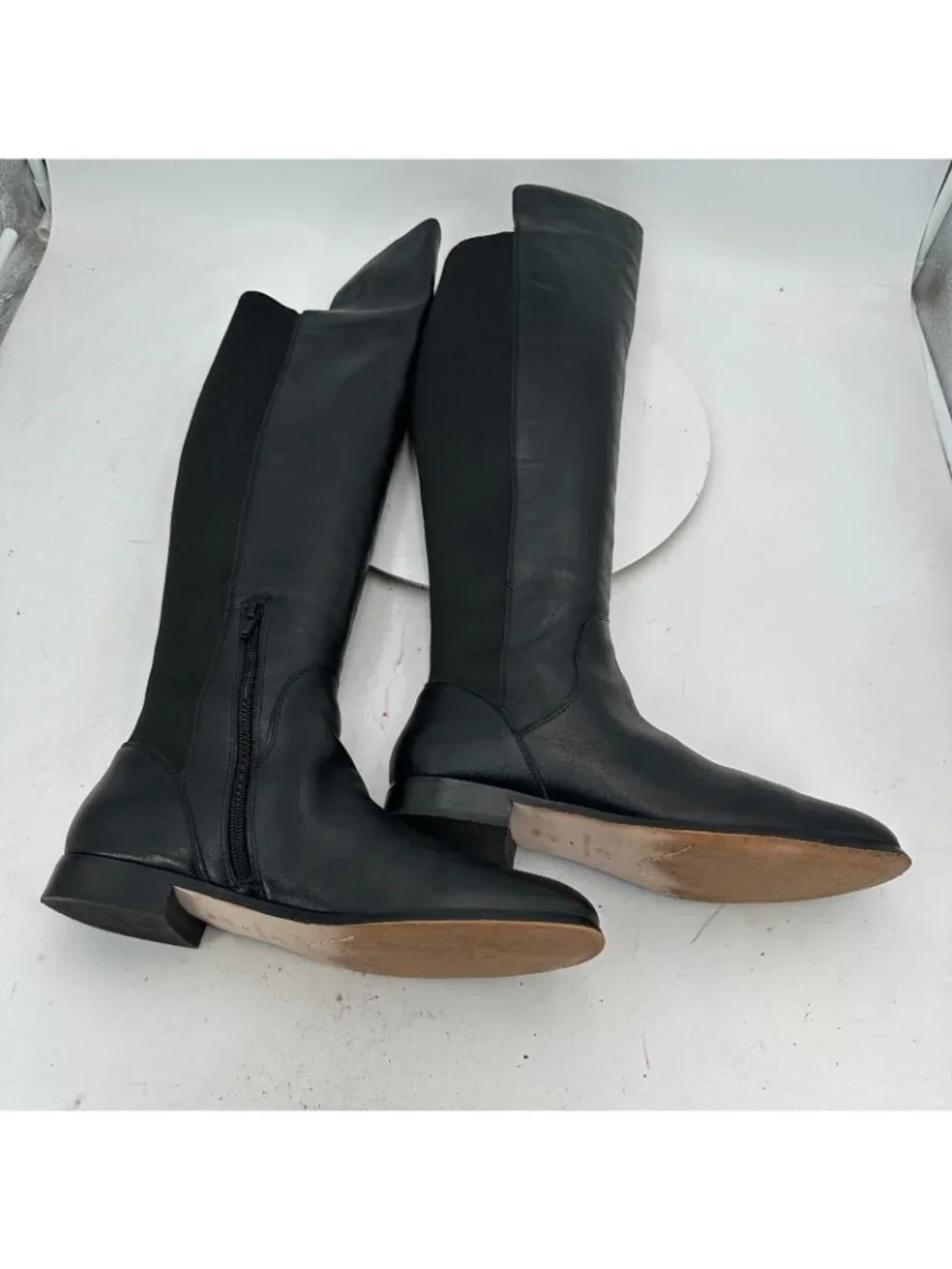Corso Como Women Size 9M Black Leather Side Zip Over The Knee Riding Boot